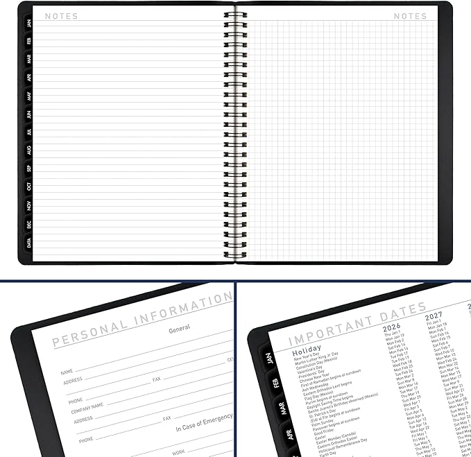 AT-A-GLANCE 2026 Planner, Monthly, 7" x 8.75", Medium, Contemporary, Black (70120X0526)