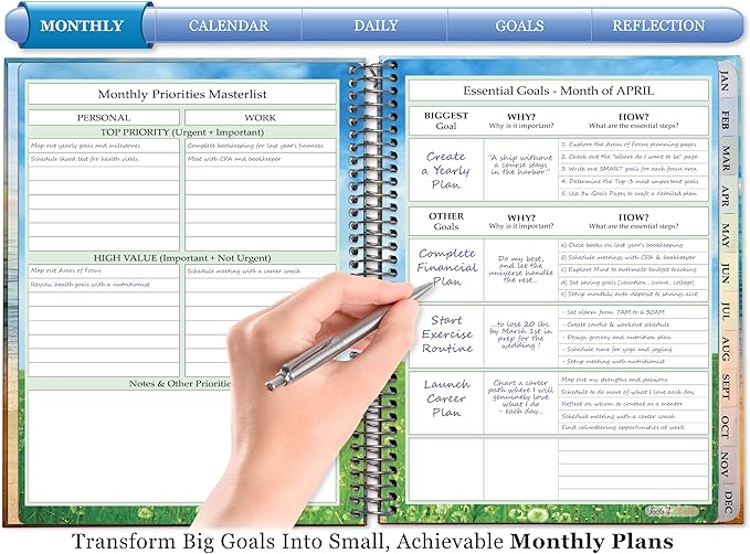 Tools4Wisdom Planner 2026-2027 - Dated April 2026-2027 June - Weekly Monthly Daily Academic Year Calendar with Stickers, Tabs, Pocket & Thick Paper - Spiral Bound 8.5x11 Hardcover - A6J7 - Patriotic Flag