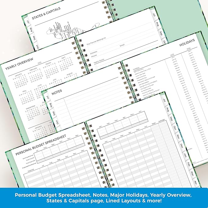 Blue Sky 2025-2026 Weekly and Monthly Academic Year Planner Calendar, July 2025 - June 2026, 5" x 8", Hard Cover, Wirebound, Storage Pocket, Laminated Tabs, Stickers, Avra