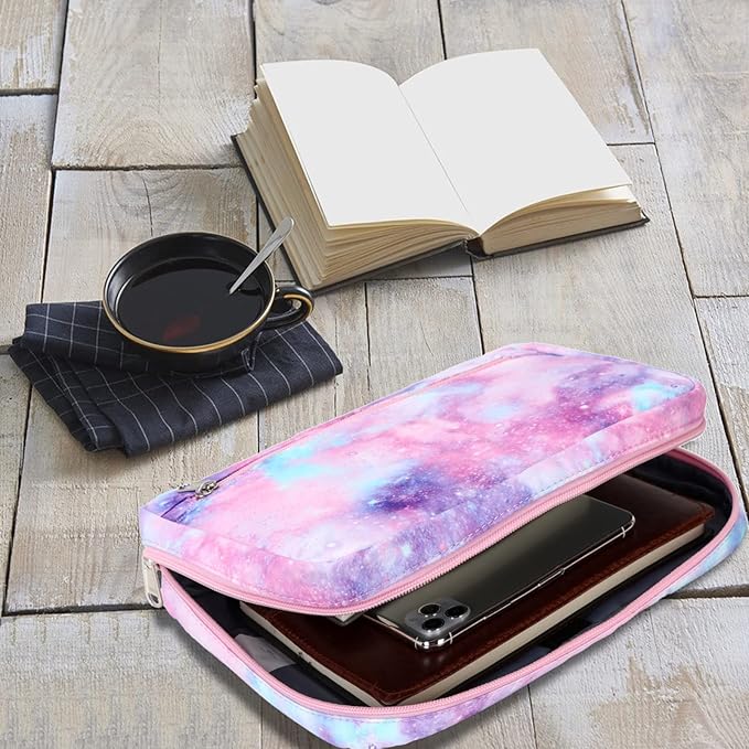 Octsky Kids Bible Covers Case for Girls, Bible Book Carry Bags for Women with Handle Pockets (Purple-Galaxy)