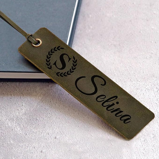 EDSG Personalized Bookmark, Engraved Leather Bookmarks, Custom Bookmarks Book Marks Gifts for Reading Women Men Teachers Christmas Birthday, Teachers Appreciation Gifts (Green)