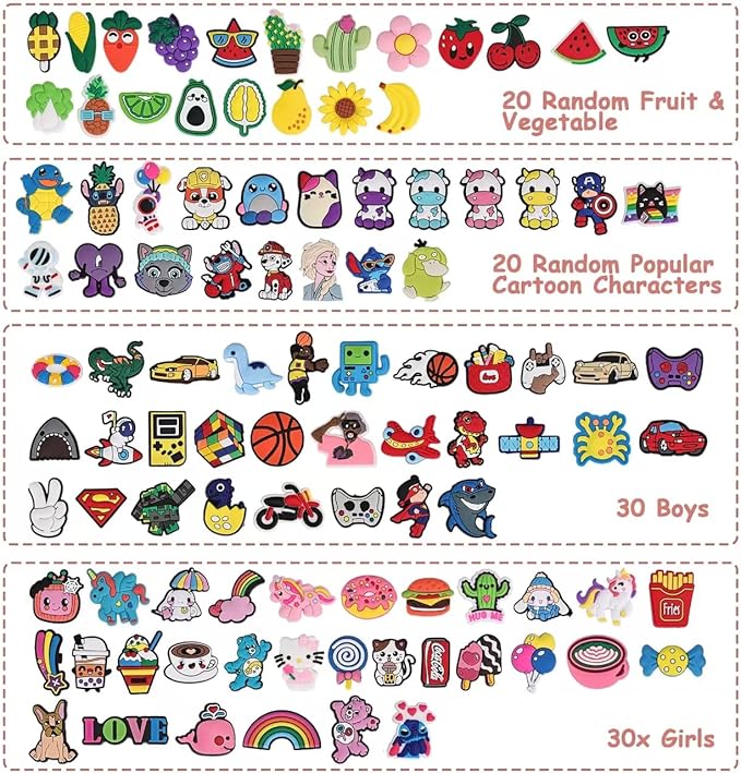 100PCS Mixed Pencil Toppers - Kawaii Pen Charms for Boys and Girls, Cute Classroom Rewards and Prizes for Students, Pencil Charms Decorations for School Supplies, Kids Incentives (100pcs Mixed)