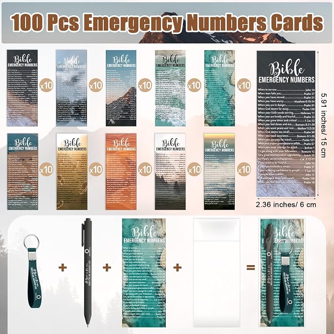 300 Pcs/100 Set Fathers Day Christian Gifts Bulk Bible Verse Pens, Scripture Keychains & Bookmarks, Graduation 2026, Appreciation, Church Party Favors Gifts for Men Women, Pastor, Teacher (English)