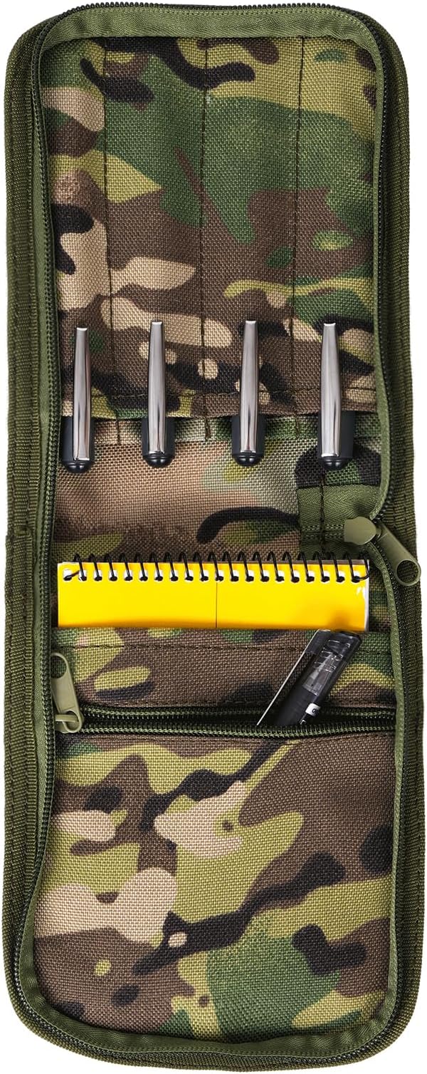 Small 4" x 6" Army Notebook Cover with Zippered Organizer, Tactical All-Weather Notebook Cover and Hiking Journal Case for A6 Folder, Green Camo Notebook Cover, OCP Military Log Book Cover - Multi