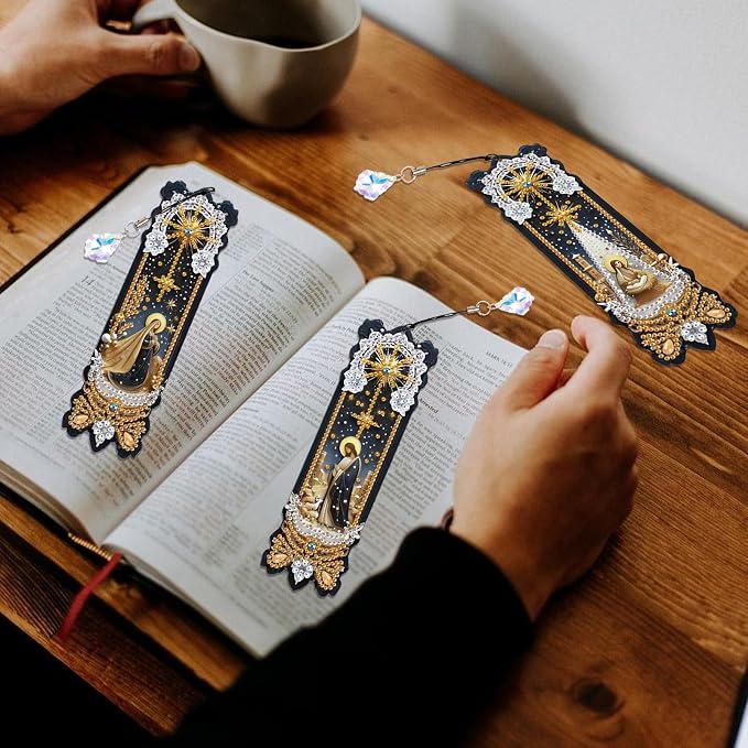 Tontut 3pcs Diamond Art Painting Kit Bookmarks, Jesus Exquisite Universal DIY Bookmarks, Lightweight and Durable, Suitable for Reading Lovers