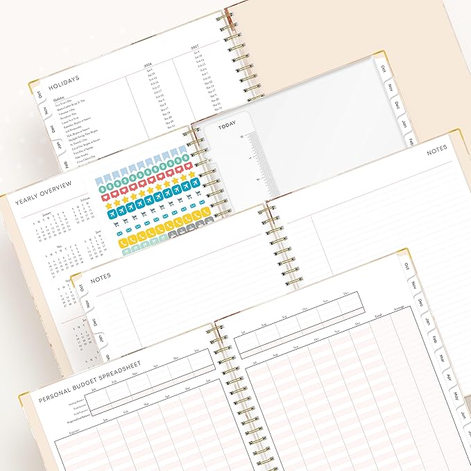 Blue Sky 15 Month 2026 Weekly and Monthly Planner Calendar, October 2025 - December 2026, 8.5" x 11", Hard Cover, Durable Twin Wire Binding, Laminated Tabs, Storage Pocket, Includes Ruler, Sticky Notes & Stickers, Henri