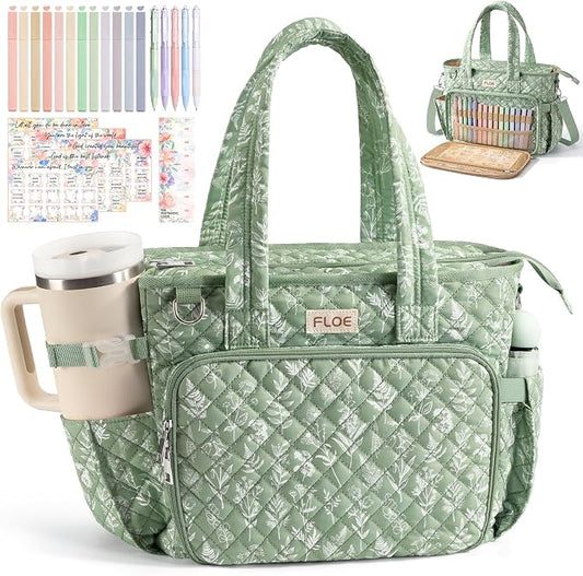 Large Bible Bag for Women Bible Cover Case, Quilted Puffer Bible Tote Bag Church Bag w/Shoulder Strap, Bible Study Supplies Journaling Kit Accessories Pen Tabs, Christmas Christian Gifts for Women Mom