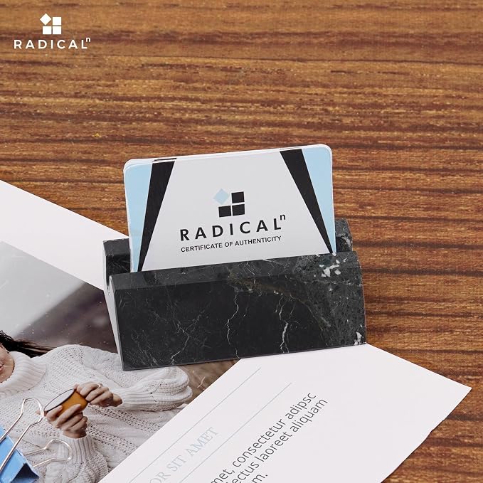 Radicaln Marble Business Card Holder - Black, 4" Handmade Office Card Holder & Organizer