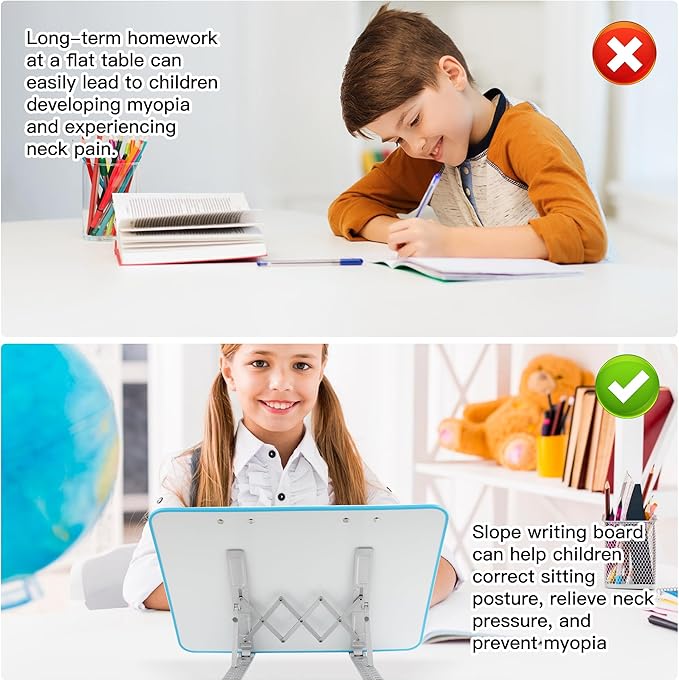 Slant Board for Writing16 x 12 Inch Adjustable Magnetic Whiteboard 20°-60° Slanted Clipboard Portable Workstation Sloped Surface for Writing Reading Drawing (Package Without Pencils)