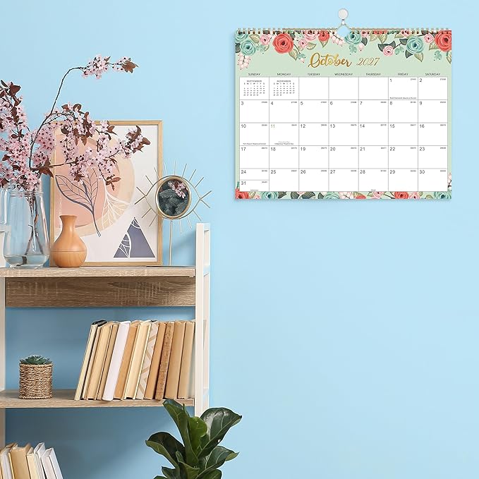 Calendar 2026-2027 - Wall Calendar 2026-2027, JUL 2026 - Dec 2027, 15" x 11.5", 18 Months Hanging Monthly Calendar, 26-27 Calendar with Spiral Bound, Julian Dates, Thick Paper Perfect for Home Office Organizing