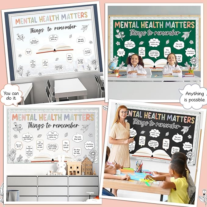 Mental Health Bulletin Board Motivational Classroom Bulletin Board Decors Therapy Offices Decor Inspirational Positive Affirmations Accents Psychology Wall Art for School Office Home Classroom Supply
