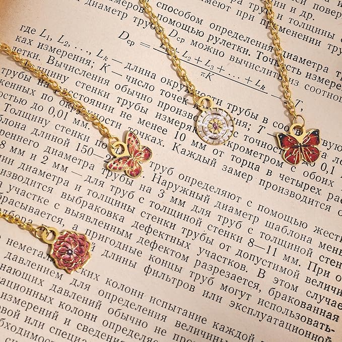 4pcs Vintage Metal Bookmark with Pendant Chain, Retro Steampunk Bookmarks, Flower & Clock Book Marks for Reading Women, Men, Kids, Book Lover, Teachers, Students