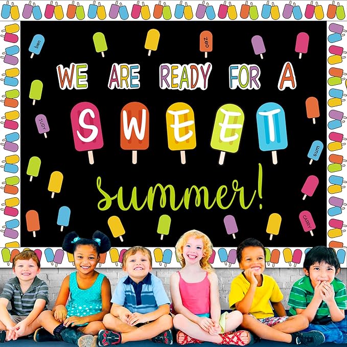 Summer Bulletin Board Decorations Set, Summer Ice Pop Classroom Decorations, Colorful Popsicle Paper Cutouts, for School Classroom Home Party Supplies
