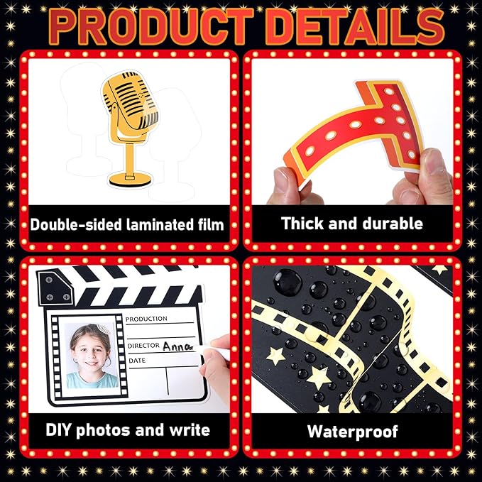 Movie Night Bulletin Board Set Awards Ceremony Classroom Decorations Movie Star DIY Photo Name Crafts Paper Cutouts A Star Emerges Bulletin Board Borders for Back to School Classroom Wall Door Decor