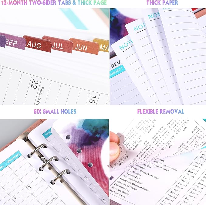 Planner Refills 2026-2027 - Planner Inserts, 2026-2027 Weekly and Monthly Calendar from Jul. 2026 - Jun. 2027, 3.75 x 6.75 inch, 6 Holes