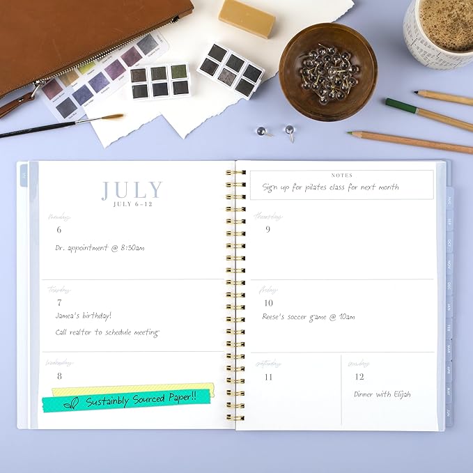 Cambridge Planner 2026-2027 Weekly & Monthly Academic 12-Month July-June, 8-1/2" x 11", Leah Bisch, Pansy Bouquet (LB50-905A)