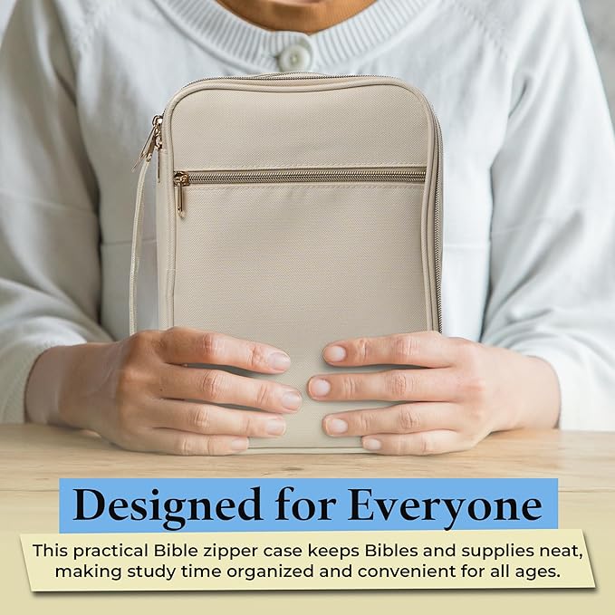 S.F. Creations Premium Bible Carrying Case – Bible Case for Women with Adjustable Straps, Dual Compartments, Extra Pockets for Pens, Book Cover for Teens & Kids, Ivory Case Only