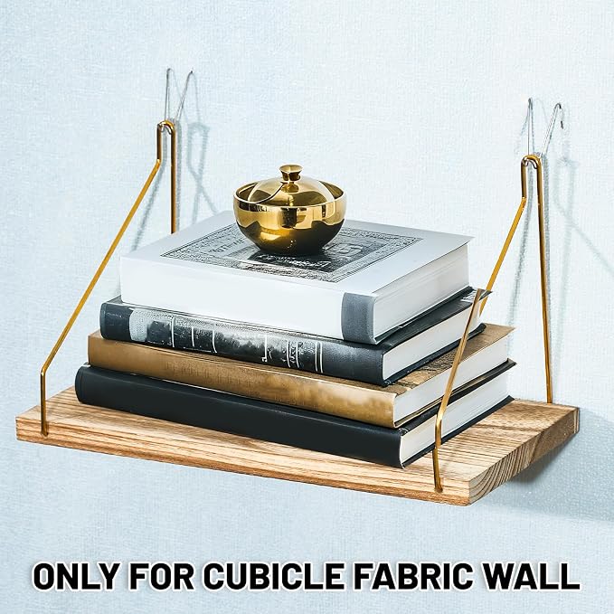 2-Pack Cubicle Shelf For Fabric Walls With Hooks：12x6.0in Wooden Cubicle Shelf Hanging Silver Bracket Use For Office Cubicle Accessories Office Stylish Ations Cubicle Decorations For Women Desk