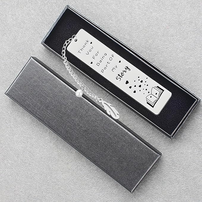 Teniinet Metal Bookmark, Engraved 'Thank You For Being Part Of My Story', Stainless Steel, Silver, 5.11 x 1.02 Inches, 1 Count
