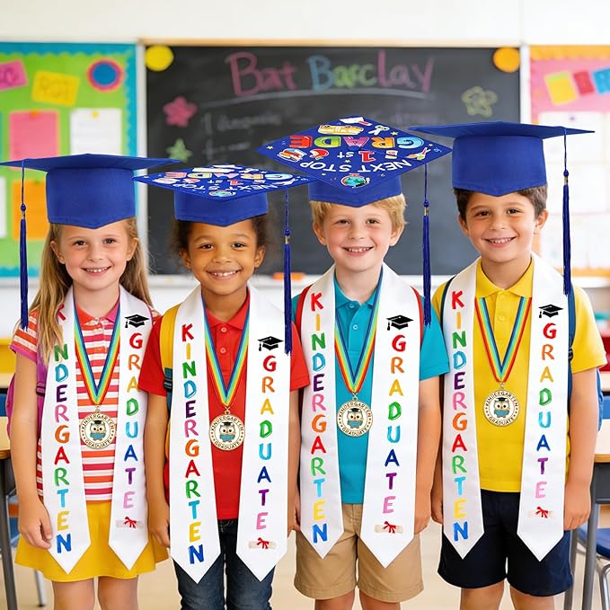 Kindergarten Graduation Cap Stole Medal Set, 2026 Preschool Kindergarten Graduation Gifts Party Supply for Boys Girls