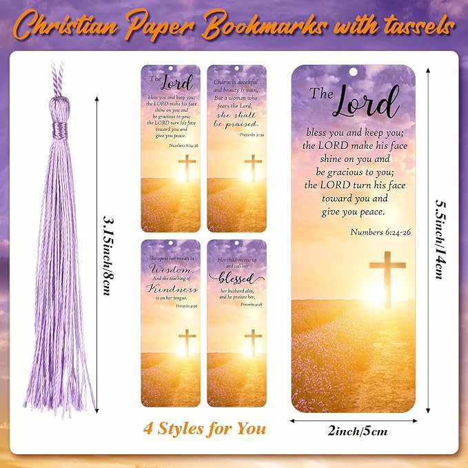 Chiisong 100 Sets Christian Bookmark for Women Bulk Religious Bible Verse Gift for Godmothers Day Christian Gift Inspirational Scripture Bookmarks with Tassel for Women Church Mom Mother