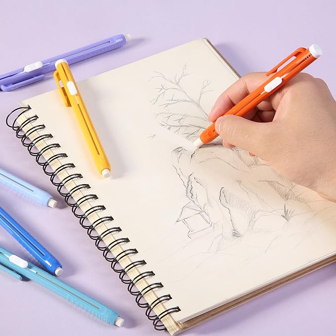 Mr. Pen- Retractable Mechanical Eraser Pens, 6 Pack, Winter Colors, Latex-Free Precision Pencil Erasers for Artists, Students, Drawing, Sketching & Drafting