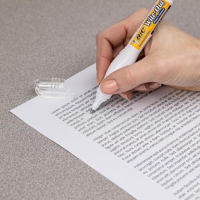 BIC Wite-Out Brand Shake 'n Squeeze Correction Pen, 8 ML Correction Fluid, 4-Count Pack of white Correction Pens, Fast, Clean and Easy to Use Pen Office or School Supplies