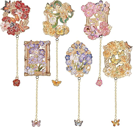 6 Pieces Metal Bookmark, Hollow Flower Book Mark for Book Lovers, Vintage Bookmarks for Reading Women, Men, Teacher, Students