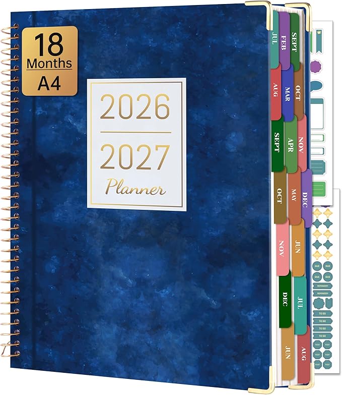 Yoment Planner 2026-2027 Weekly and Monthly 8.5"x11" Large Hardcover Planner from Jul 2026 - Dec 2027 18 Months Calendar Planners for Women Men Yearly Agenda Daily Weekly Planning with Tabs, Sky
