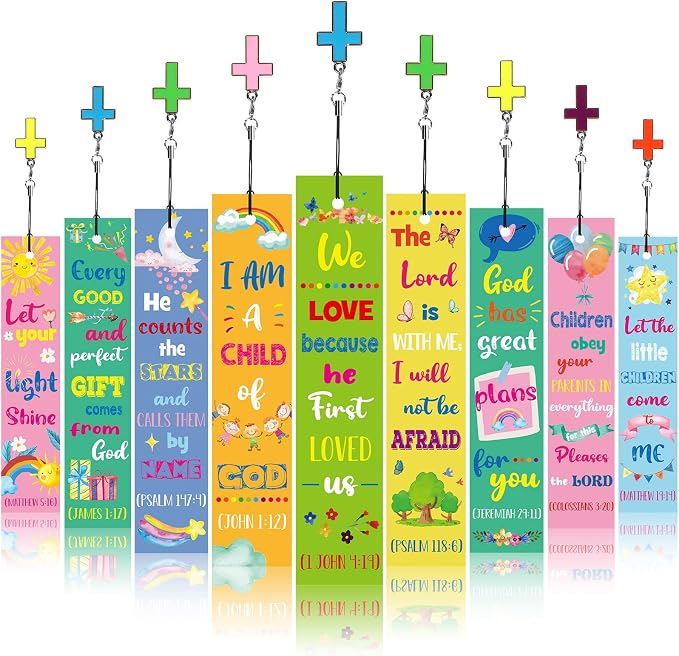 Zonon 18 Pcs Christian Bookmarks for Kids Bible Verses Religious Gift Scripture Inspirational Quotes Bookmarks Page Markers Supplies Sunday School Gifts Church Supplies for Teacher