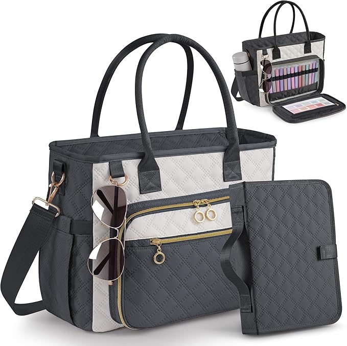 Large Bible Bag with Bible Cover Case for Women,Color-Blocking Bible Carrying Case,Church Tote Bag with Shoulder Strap for Bible Study Supplies,Christian Gifts for Women（Gray）