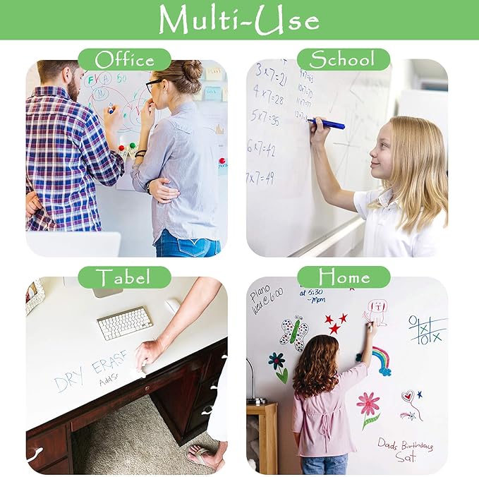 ZHIDIAN Magnetic Whiteboard Sticker for Wall/Door, 3 x 66 ft Large Self Adhesive White Board Wallpaper, Whiteboard Contact Paper, Large Dry Erase Sheet/Film/Roll for Office/Home/School