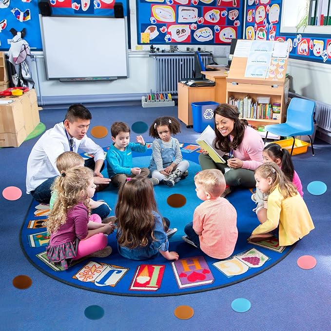 50 pcs Spot Markers Carpet Floor Spots Markers 5 Colors for Classroom Decoration, for Flexible Carpet Dots for School Supplies for Elementary School Preschool Kindergarten Teacher