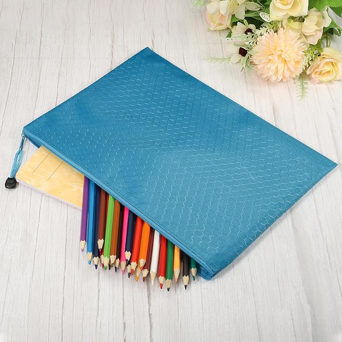 PATIKIL Waterproof Zipper File Bags, 10 Pack A4 Size Document Pocket Storage Organizer Pouch for Travel Office Supply, Sky Blue
