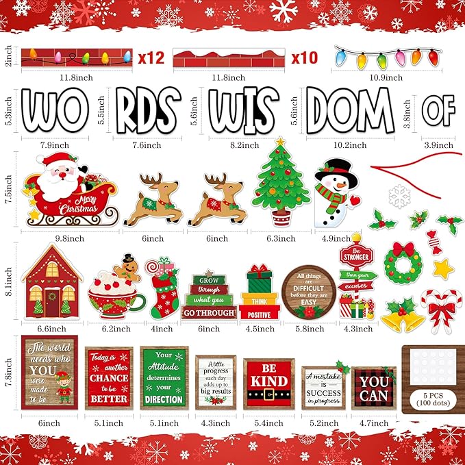 Mooliwe 57 Pcs Christmas Bulletin Board Set Inspirational Bulletin Board Decoration Positive Cutout Classroom Decoration for School Office Home Teacher Classroom Wall Supplies