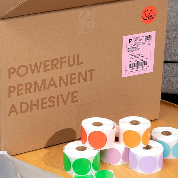 Spartan Industrial - 2" Circle Direct Thermal Labels (1500 Count, 2 Rolls) - Round Thermal Stickers, 2 Inch Circle Labels for Logos, Packaging, Branding - Compatible with Zebra and Rollo Printers