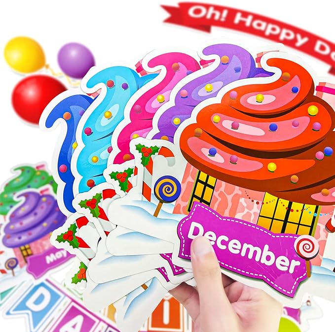 EAMAY Happy Birthday Bulletin Board Sets, Preschool & Kindergarten Classroom Decorations, Back to School Classroom Supplies, Cardstock Colorful Cutouts (Rainbow)