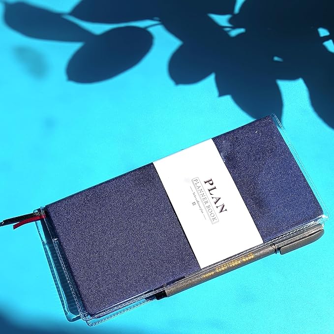 Undated Weekly Planner A6 Size - Weekly & Monthly Pocket Organizer, Portable Travel Notebook, Office Schedule Book,Gift Idea (Blue with a Clear Cover)