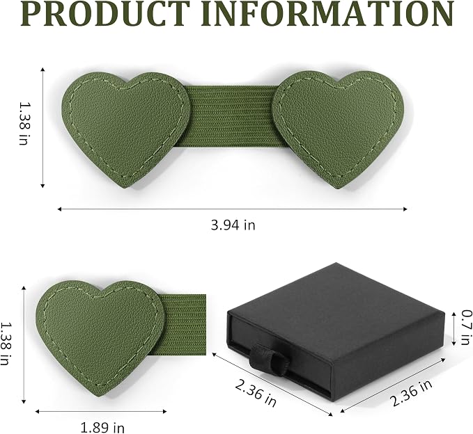 2Pcs Magnetic Leather Heart Bookmarks with Pen Holder, Cute Book Markers Clip with Gift Box, Reading Accessories for Book Lovers Women Teachers Students, Dark Green