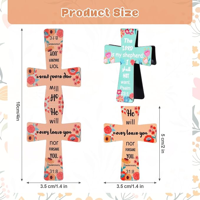 Magnetic Cross Bookmarks with Bible Verses, 48 Pcs Christian Bookmarks Bulk Set - Inspirational Religious Magnetic Bookmarks for Bible Study, Church, Easter & Mother‘s Day Gifts
