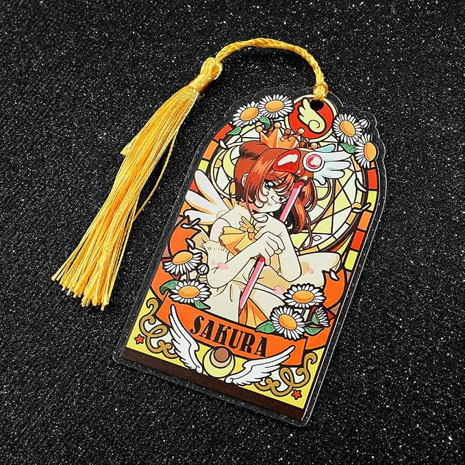 Anime Magic Cards Captor Sakura Bookmarks Set - Sweet Cartoon Cute Book Marks for Reading Women Men Anime Fans, Book Accessories Collection Decor Hangings Gifts (Acrylic Style 8)