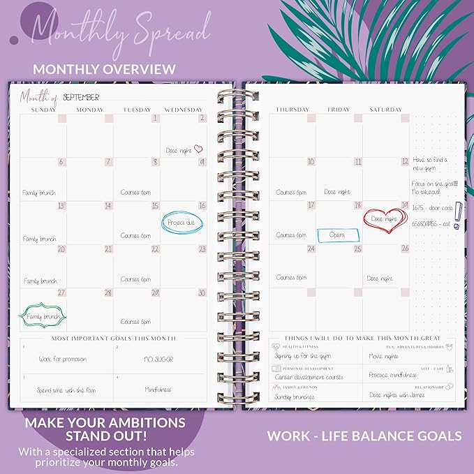 PLANBERRY Weekly Planner Premium – Undated Life Organizer & Budget Planner – Time Management, Goal Setting, To-Do List, Work-Life Balance & Habit Tracker – 6.9″ x 8.5″ (Wild Purple)