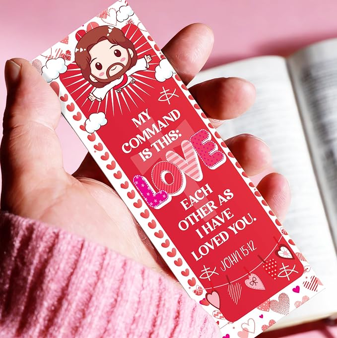 Valentine Christian Bookmarks, 200 Pcs Scripture-Themed Paper Book Marks (5.9 × 1.97 in), Double-Sided Matte Laminated Bible Verse Bookmark Set for Reading, Sharing & Encouragement