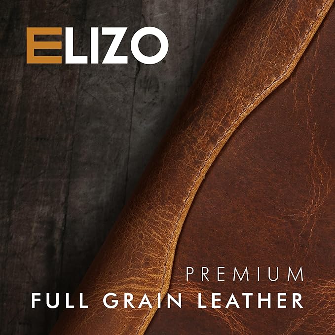 ELIZO Leather A5 Portfolio Padfolio Folio A5 Notebook Journal Cover Planner Binder Small Mens Business Work Folder Organizer (Antique)