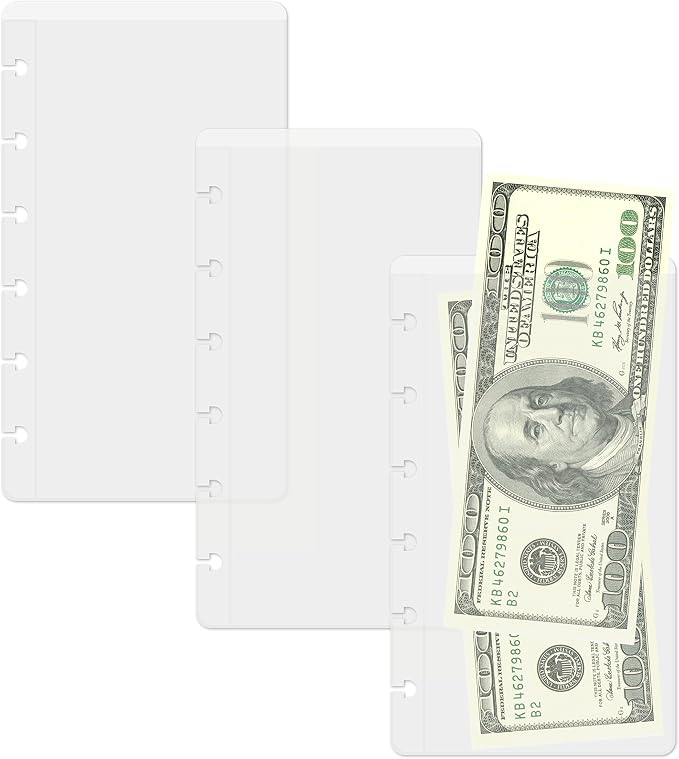 Discagenda Clear Top-Opening Pocket Pouch Personal (3.7x6.7in) Size, 3 Pack for Discbound Planner Personal Organizer