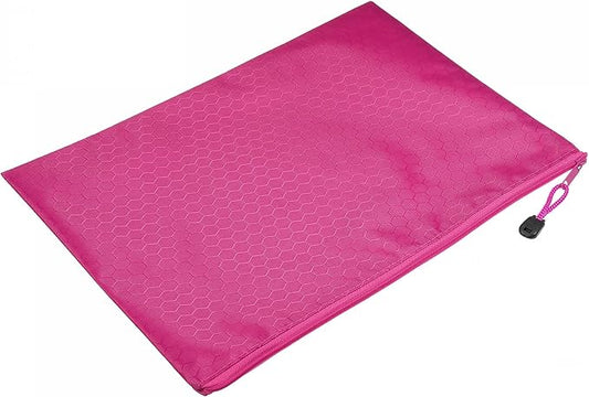 PATIKIL Waterproof Zipper File Bags, 5 Pack A4 Size Document Pocket Storage Organizer Pouch for Travel Office Supply, Rose Red