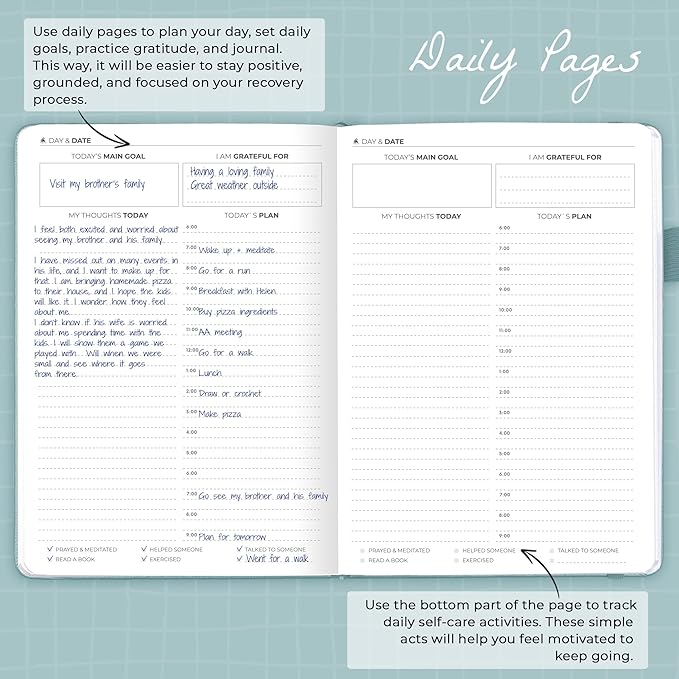 Clever Fox Addiction Recovery Journal – Addiction Treatment Planner & Workbook – Daily Sobriety Journal for Recovery Progress, A5 (Blue Surf)