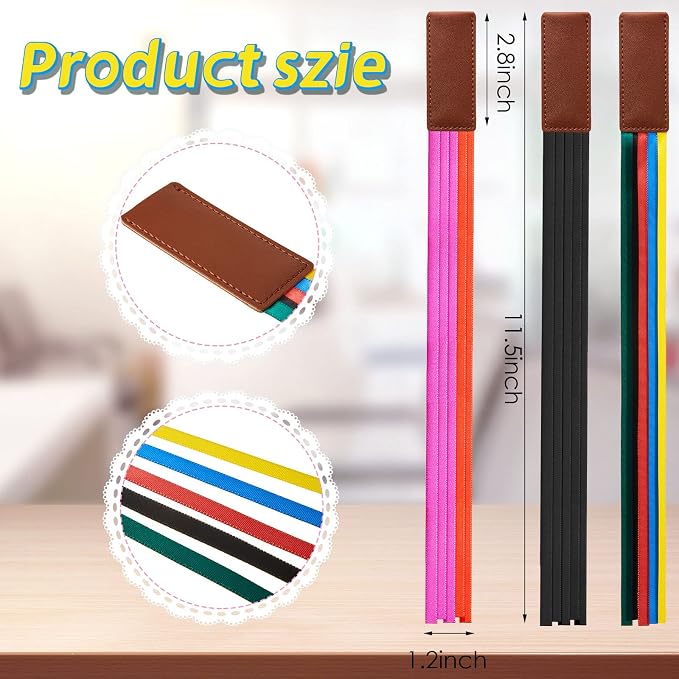 Outus 3 Pieces Bible Ribbon Bookmark Markers Artificial Leather Bookmark with Ribbons for Books Office(Retro Colors Ribbon)