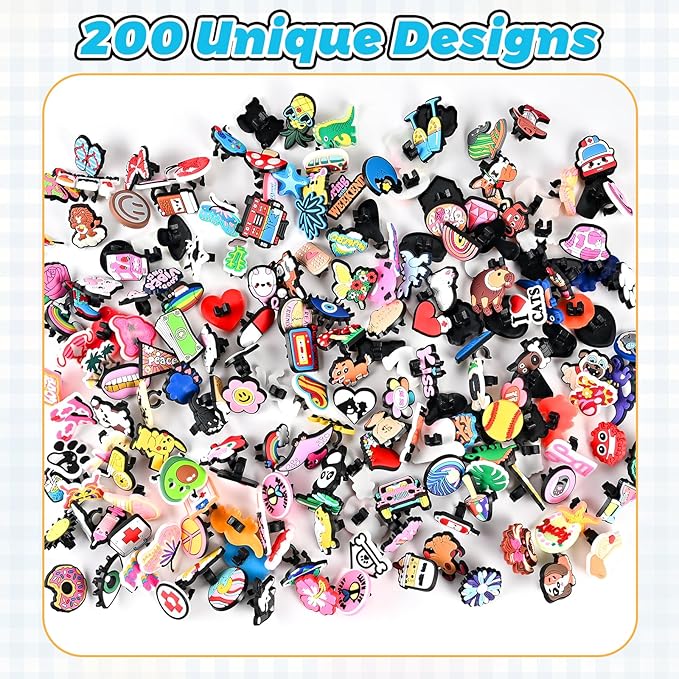 Goldge 200PCS Pencil Toppers, Colorful Pencil Charms Bulk for Classroom Rewards, School Supplies Decorations, Student Incentives Classroom Prizes