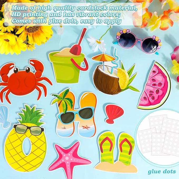Konsait Summer Bulletin Board Decorations,Summer Cutouts for Bulletin Board, Big Island Beach Summer Theme Bulletin Board for Home Office Classroom Blackboard Wall Decor